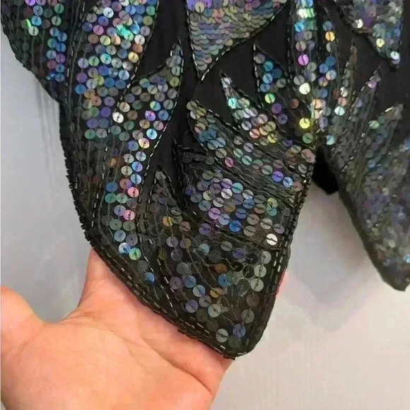 Vintage Butterfly  gorgeous sequin Silk Cape, Top, Blouse - Picture 7 of 9
